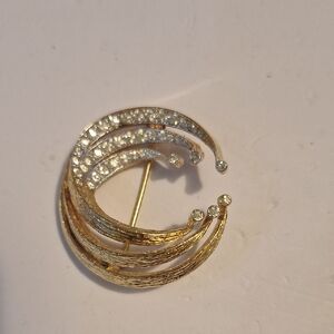 Elegant Gold and Silver Crescent Brooch